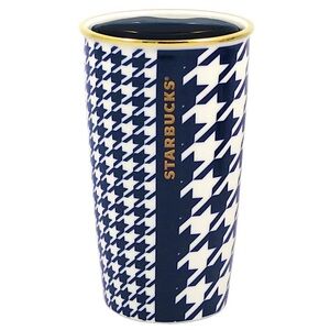 Starbucks 2015 Navy Houndstooth Ceramic Travel Mug Cup